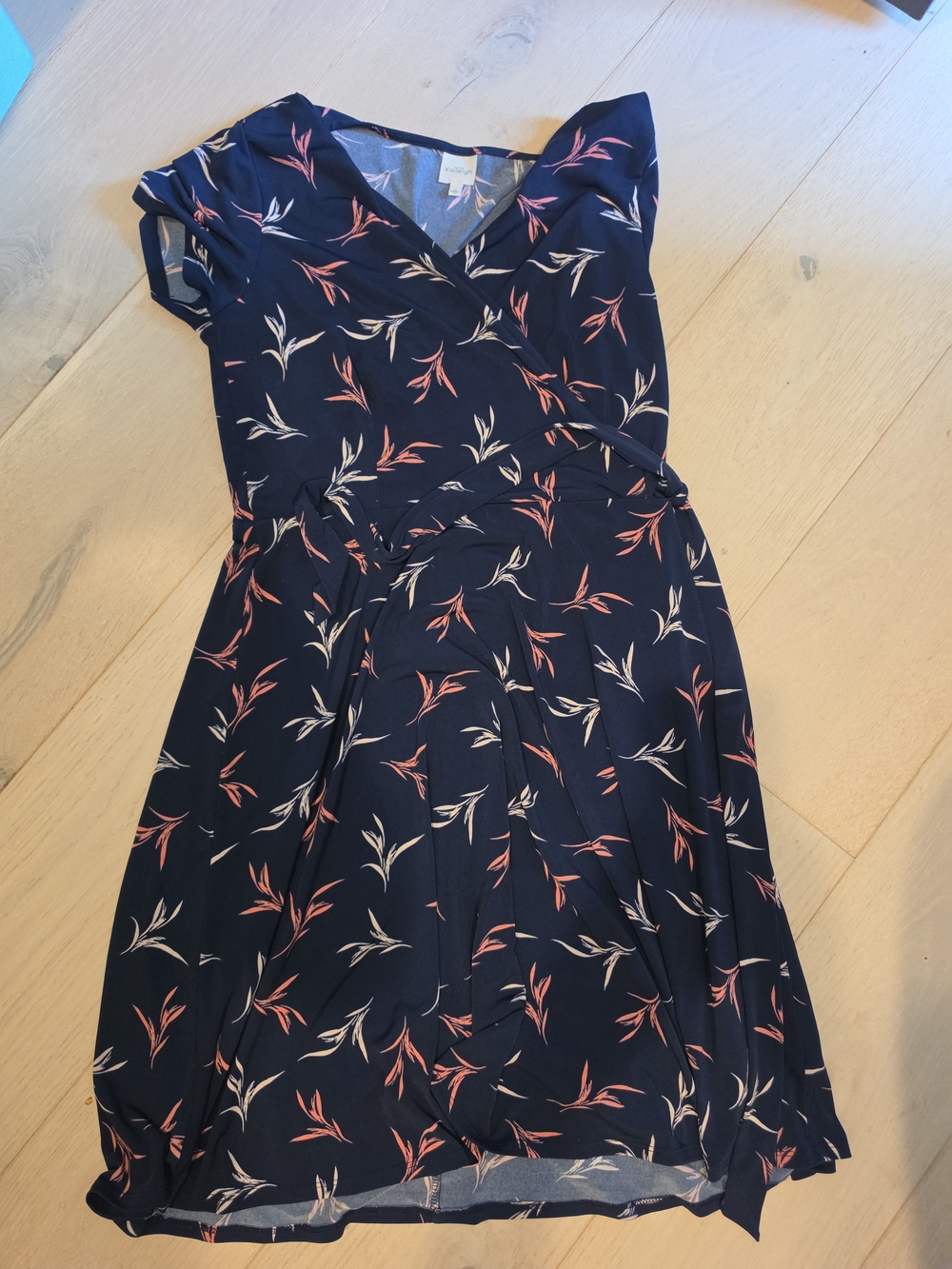 Kaileigh Navy Wrap Dress with Pink & Cream Floral Print